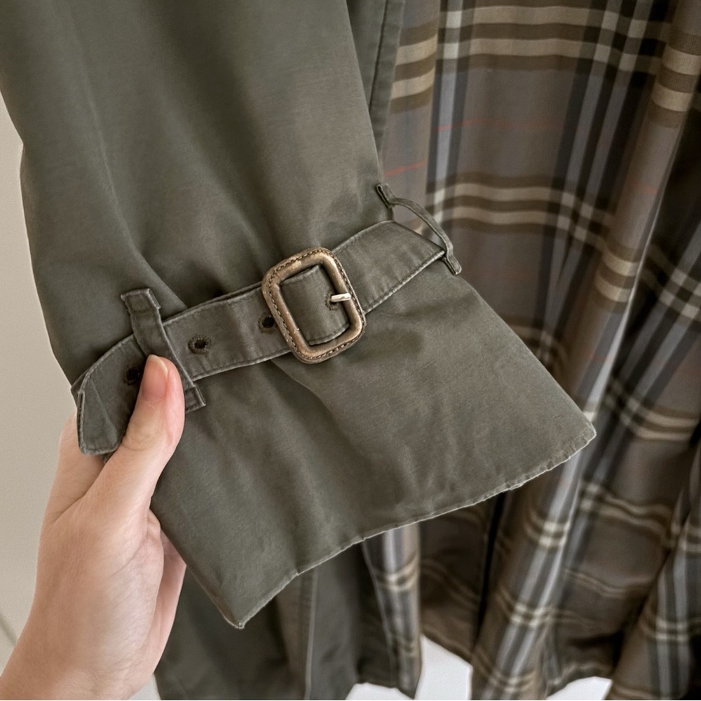 Burberry Olive Green Long Trench Coat - Picture 8 of 15